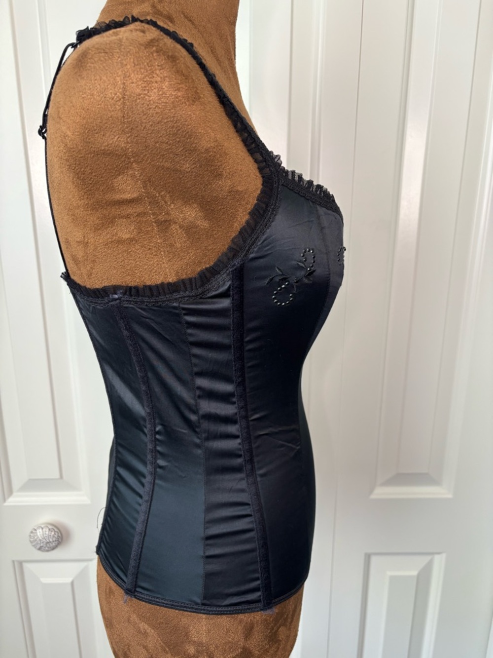 Victorias Secret Sexy Little Things Black Embellished Satin Bustier Top, Small - Picture 4 of 11